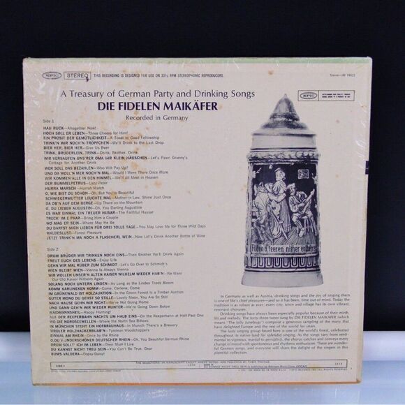 Vintage 1963 Vinyl LP Treasury Of German Party Drinking Songs Epic Record Label - Picture 2 of 9